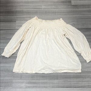 Lauren Ralph Lauren Cream Off-Shoulder Blouse